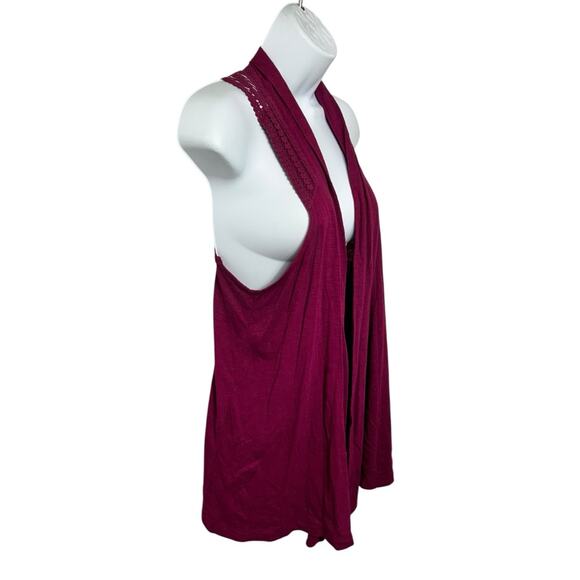 Sonoma Purple Boho Vest Sz M Layering Open Top Long Fit Crochet Back Sleeveless - Picture 3 of 7